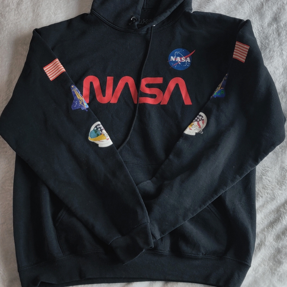 NASA Black Hoodie with Patches